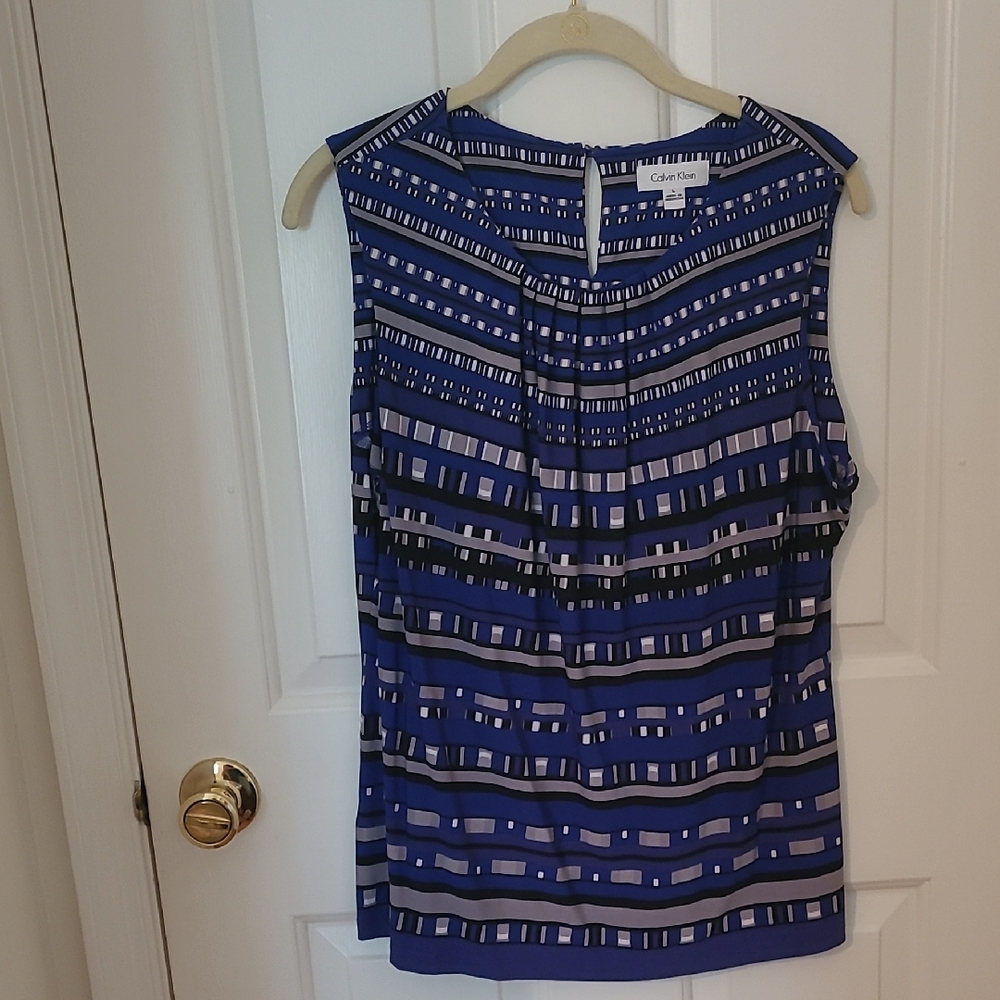 Calvin Klein Blue Pleated Blouse